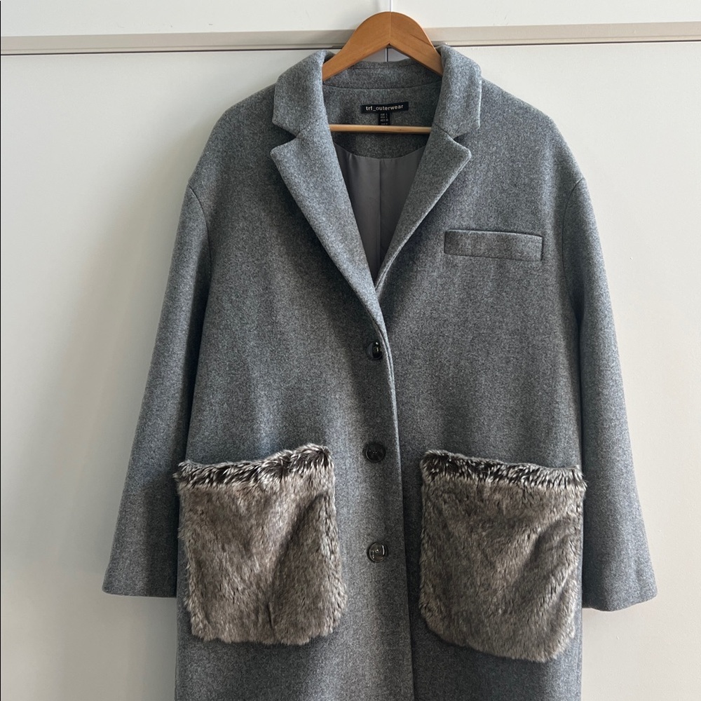 NWOT trf by Zara Coat with Faux For Pockets